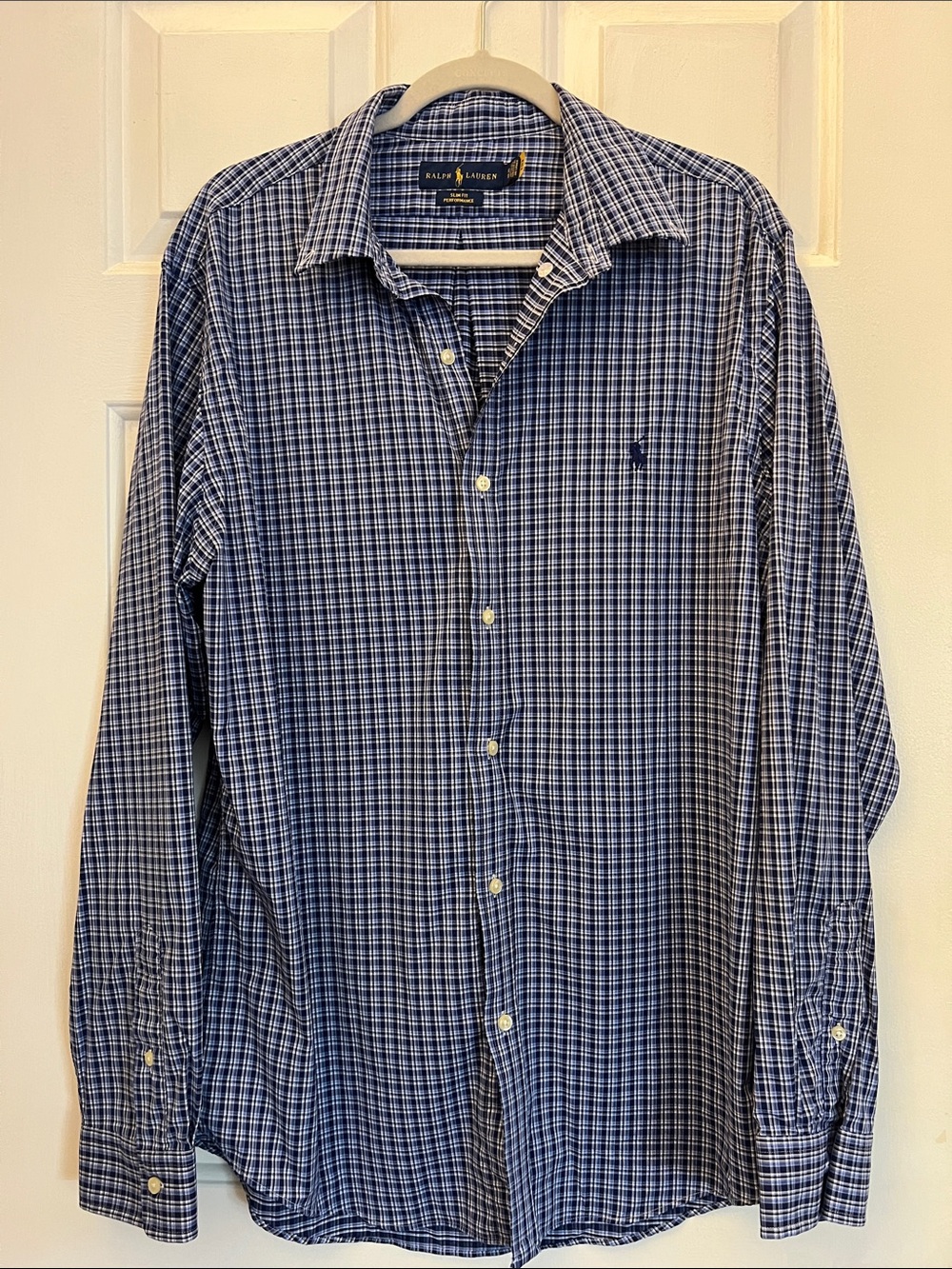 Ralph Lauren Navy and White Check Dress Shirt - Men's
